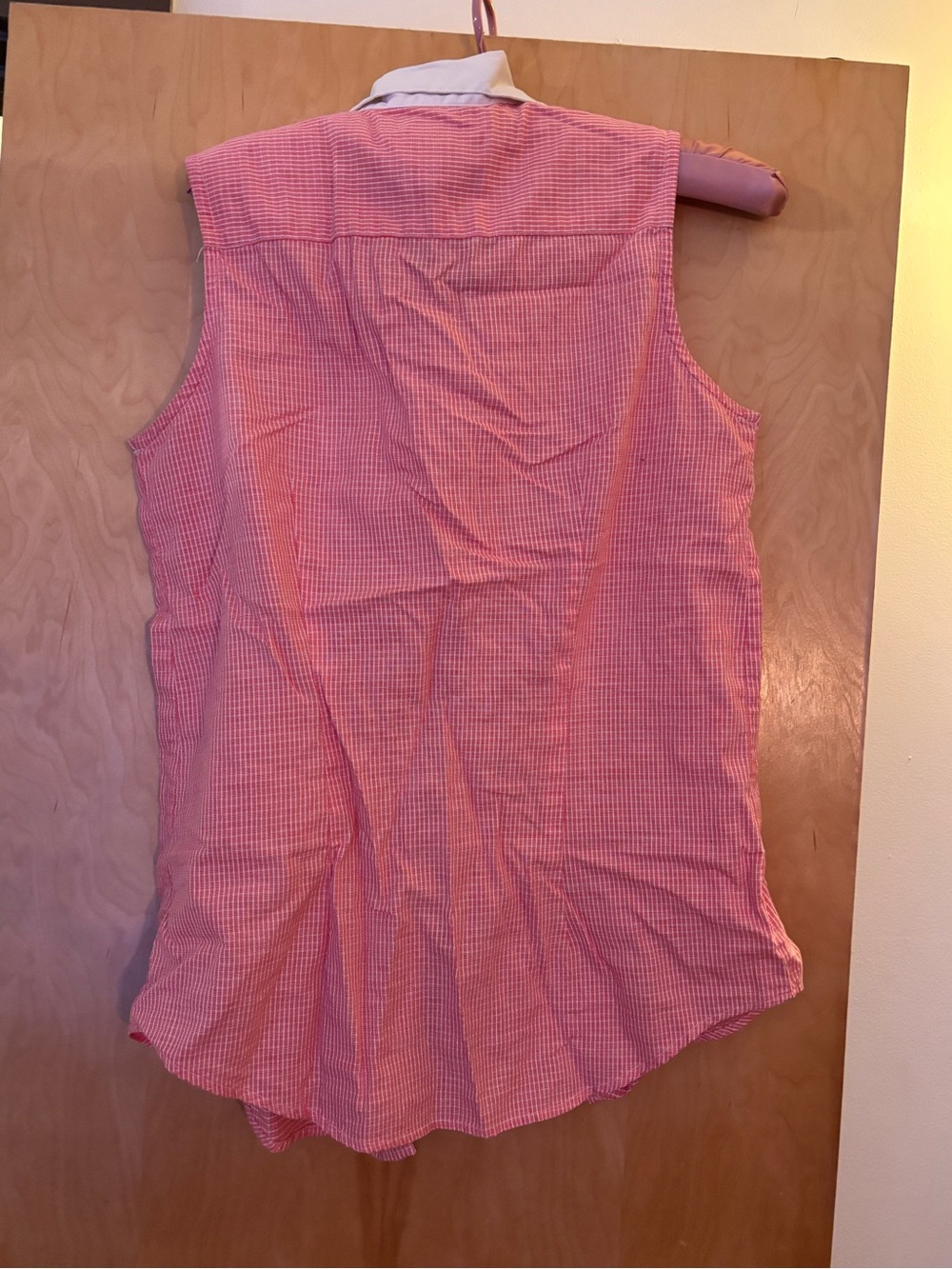 Geoffrey Beene Pink Gingham Sleeveless Button-Up Camisole